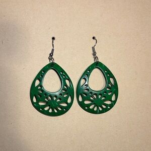 Elegant Green Teardrop Earrings